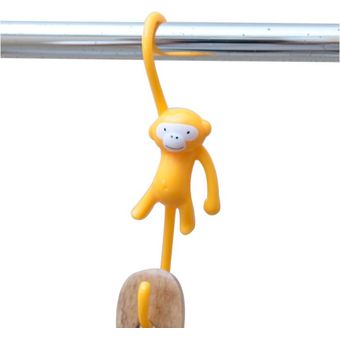 Yellow Two Hands Monkey Design S-shaped Hanger Hook 