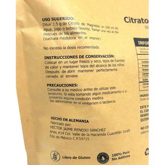 CITRATO DE POTASIO EN POLVO PURO, 250 GR