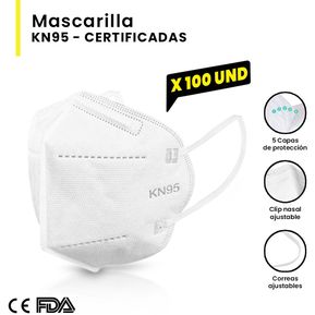 Mascarilla KN95 Certificadas x 100 Und Color Blanco