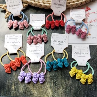 2 unidsset Bowknot resina liso elástico arcos del pelo para las chicas lindas pelo bandas Boutique de bandas de goma Niños Accesorios para el pelo mejores regalos 