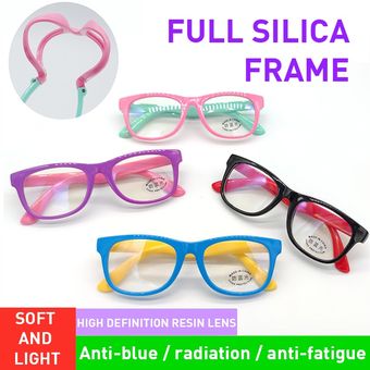 Gafas cuadradas antiluz azul para niños y niñas Marco óptico reflectante con bloqueo Marco suave Z filtro 