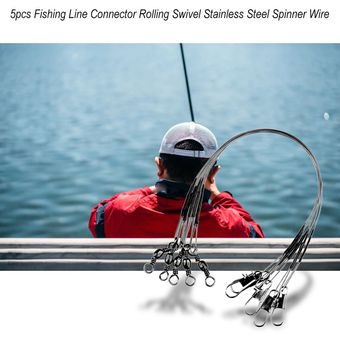 5pcs pesca de línea Conector giratorio del balanceo de acero inoxidable alambre Spinner 