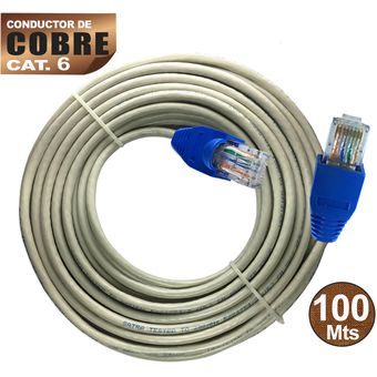 Cable red internet UTP Cat6 de 100Mts Gris armado de cobre SATRA