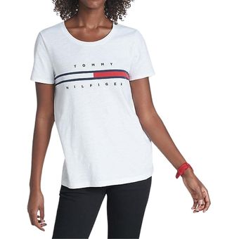 Camiseta Mujer Hilfiger T-Shirt Essential Flag Logo Blanco | Linio Colombia - TO692FA1B3YJZLCO