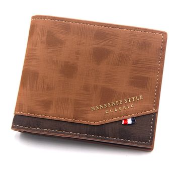Fashion Men's Wallet Solid Color Leather Business Short Wallet Famous Vintage Multi-card Soft Purse 