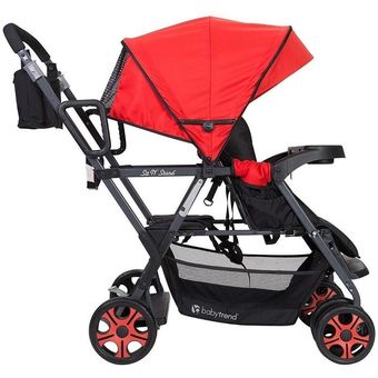 Baby Trend Sit N Stand Easy Fold - Cochecito de bebé doble de viaje y 2  asientos individuales para automóvil, sistema de viaje con arneses de