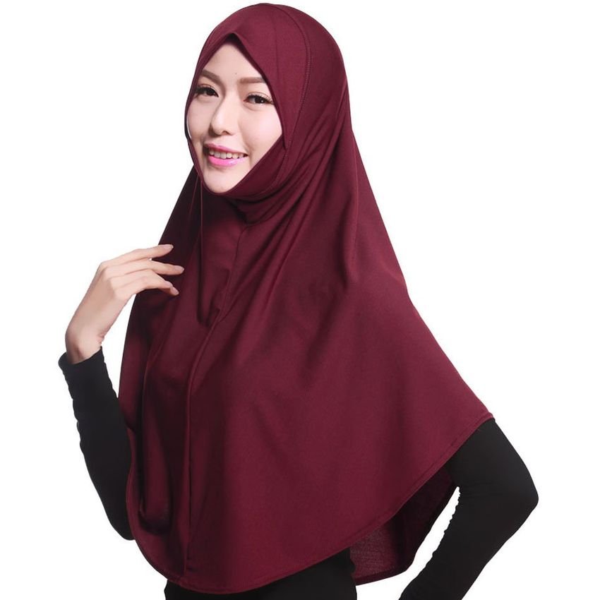 80 cm de largo diseño de color sólido suave musulmán cubierta completa Hijab Bonnet tapa