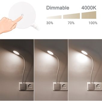 Luz LED de pared enchufable regulable  lámpara de noche con brazo osci 