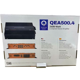 Amplificador de 4 Canales Quantum Audio Qea500.4 Clase Ab de 2400 Watts  Negro