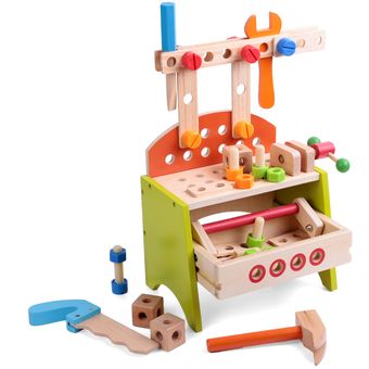 conjun Mesa de herramientas multifuncional de juguete de madera HAOEN 
