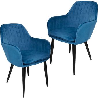 Set 2 sillas terciopelo azul c