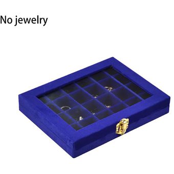 Non-String Gold Single Hebilla 24 Grid Caja de uñas Caja de joyería Pendientes Anillo Caja de joyería Caja de almacenamiento 