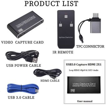 PROZOR Tarjeta de Captura de Video y Audio 4K HDMI a USB 2.0 Captura de Video 1080P HD Video en Vivo