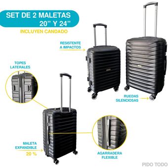 Maleta Mediana 24 PuLG Expandible Con 4 Ruedas Y Candado.