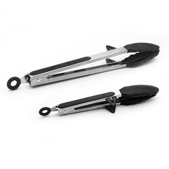 Pinzas de Cocina de Acero Inoxidable y Silicona, Negro