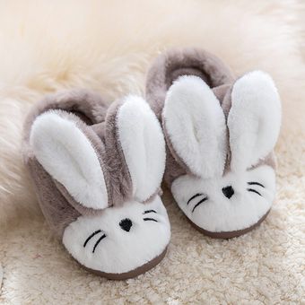 zapatos de algodón de felpa  chanclas para conejos de dibujos animados  Zapatillas de casa cálidas para interiores 