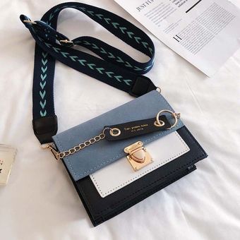 bolso cuadrado pequeño con contraste de Color mate Bandolera de hombro con cadena para mujer #Style 6 one 