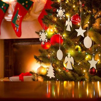 10pcs árbol de Navidad colgante de madera tallada de madera creativa pedazos de madera regalo 