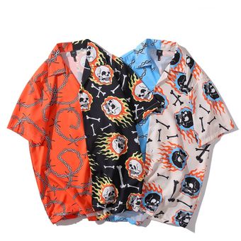 Camisa Vintage Hawaiana de manga corta para hombre,cam #XQ15 YELLOW 