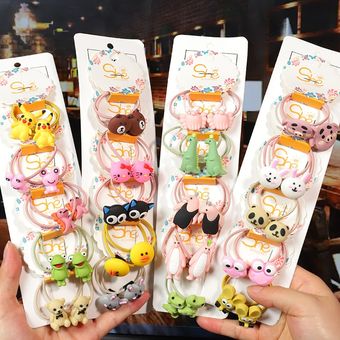 coletero Cinta elástica con dibujos de flores y animales para niña y niño accesorios para el cabello bandas de goma para el cabello 