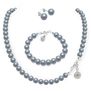 Collar, aretes y pulsera Zvezda Perlas de cristal Azul - plata .925