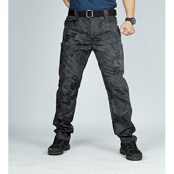 Pantalones de camuflaje tácticos impermeables para hombre,ropa militar de combate SWAT,con múltiples bolsillos,transpirable,para correr #BLACK 
