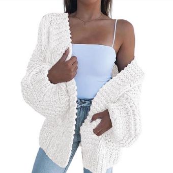 Cárdigan de manga de murciélago para mujer  suéter de felpa  suelto .. 