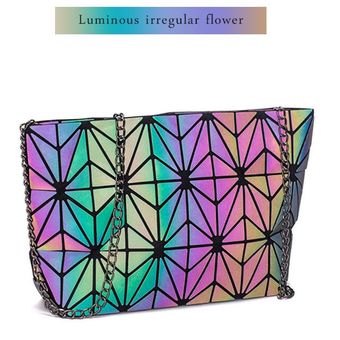 bandolera de cadena para mujer #irregular flower bolso brillante con formas geométricas 