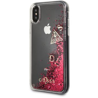 Guess - Funda Protector Carcasa Guess Glitter iPhone X y XS-Rojo