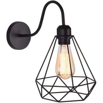 Luz Lámpara de Pared Vintage Lámpara Industrial Casquillo E27 Negro 