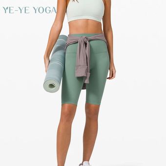 #Covert Green Pantalones cortos deportivos largos de nailon para mujer,de cintura alta,de secado r 
