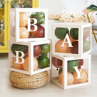 Caja de globos transparente con nombre y letras de A-Z DIY bloques 