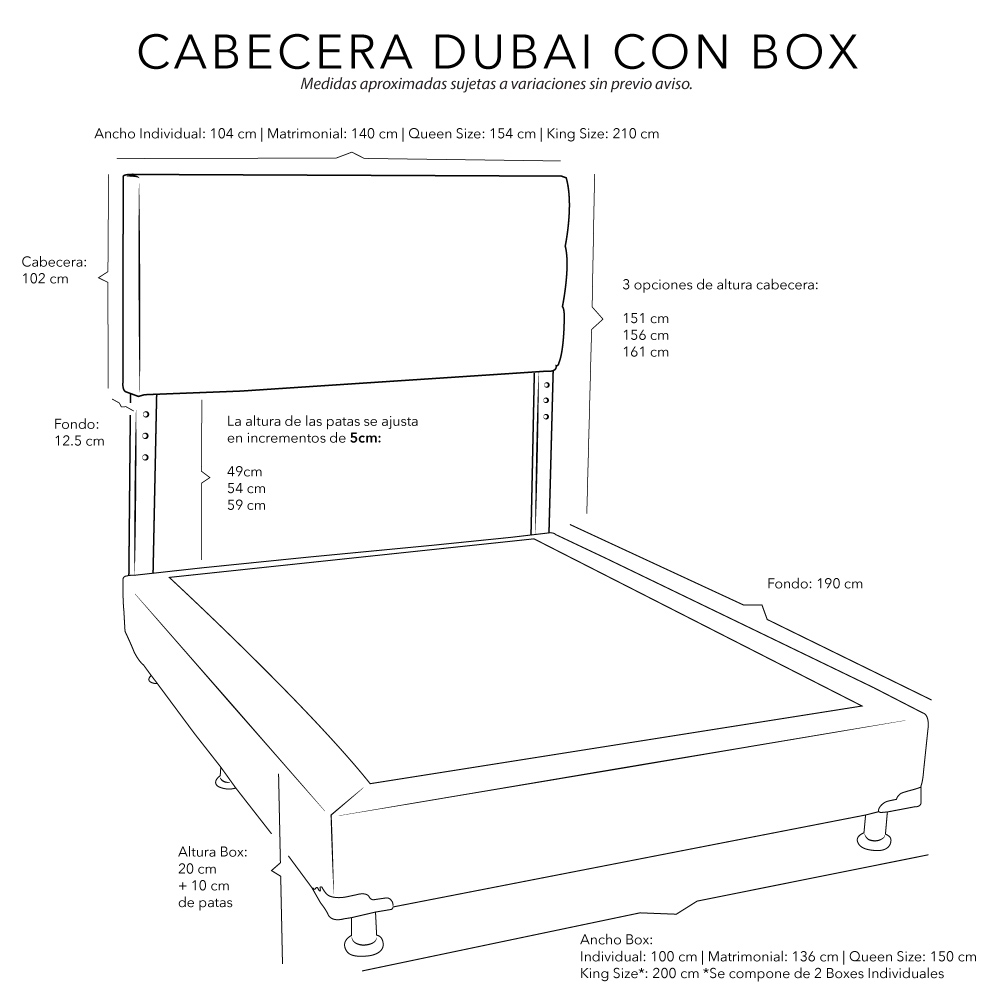 Cabecera King Size Dicasa Dubai Gris Rata + Box CZD
