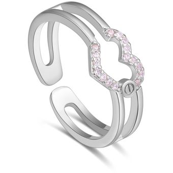 Dedo de la manera joyería circón anillo abierto Love Party regalo de boda 