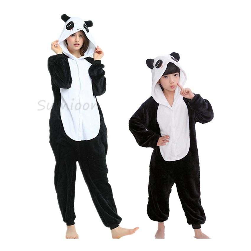 MEIbax Pijama Animal Unicornio Entero para Adultos Pijama Mono Animal para Mujer Disfraz para Navidad con Capucha Invierno Franela de Manga Larga de Panda Estampada 
