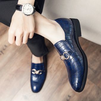 Tamaño grande 38-48 Zapatos formales para hombre Calzado Oxford de negocios de alta calidad Azul 