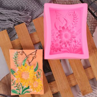 Girasol Flor del molde del silicón líquido duradero hecho a mano DIY molde de la hornada 