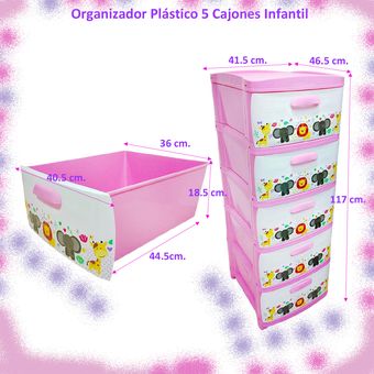 Organizador Infantil 3 Cajones Plastico Resistente Amplio