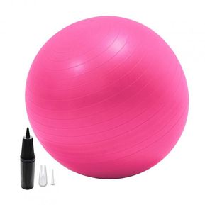 Pelota Pilates Yoga Rosa 60 Cm Fitness + Bomba Manual