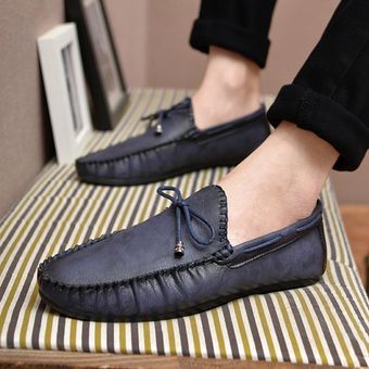 guisantes nuevos zapatos zapatos de los hombres de moda los zapatos perezosos de primavera 2019 personalizadas zapatos de los hombres retro Azul 