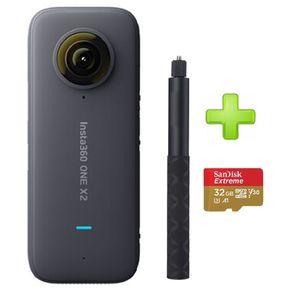 Cámara Deportiva Insta360 One X2+32GB+Selfie Stick Invisible- Negro