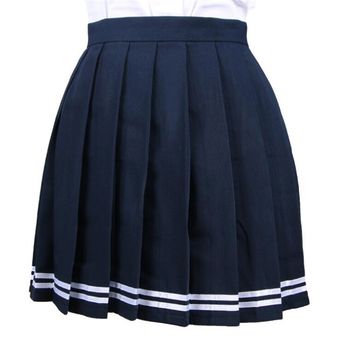 estilo Kaw Falda plisada japonesa para mujer falda de cintura alta 