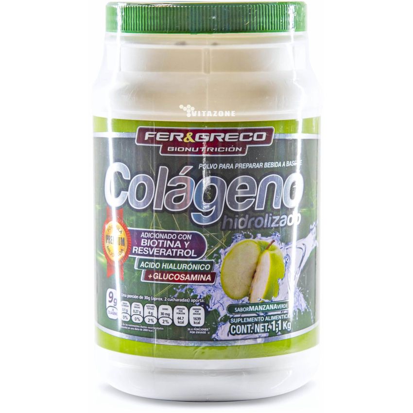 Colágeno Hidrolizado Glucosamina Biotina Manzana Verde 1.1 kg