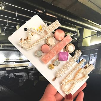 Conjunto de pinzas de perlas acrílicas para cabello para niña y mujer accesorios para el cabello pasadores adornos para el cabello pasadores 