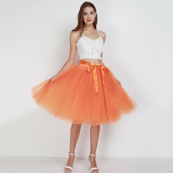 Falda de tul de estilo veraniego falda de tul de 6 capas hasta la r 