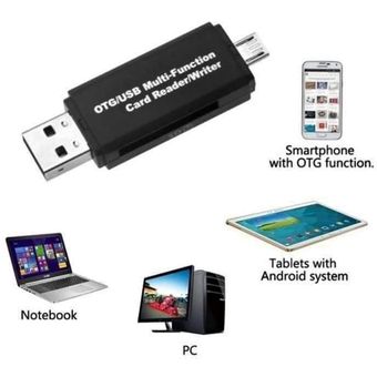Adaptador Micro USB OTG a USB 2.0; SD/lector de tarjeta micro SD con  conector USB macho & Micro USB macho estándar para Smartphones/Tablets con