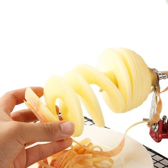 Pelador de papas y manzanas en espiral con manivela manual multifunció 