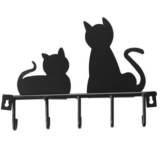 FLYEER Moda Diseño de gato negro Metal Hierro Puerta de pared Montada 