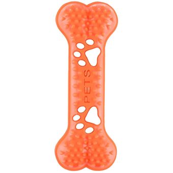 Juguete Mordedor Dental Hueso de Goma para Perros Medianos Naranja