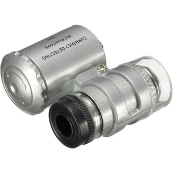 Mini 60X Microscopio Bolsillo Luz LED Joyas Lupa Lente Lupa Vidrio 